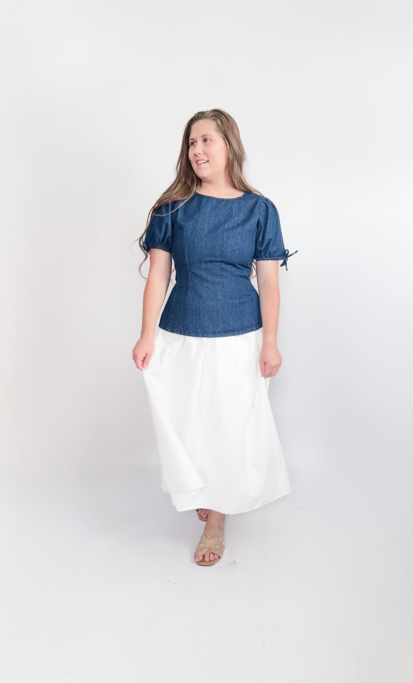 Mila Denim Puplum Top