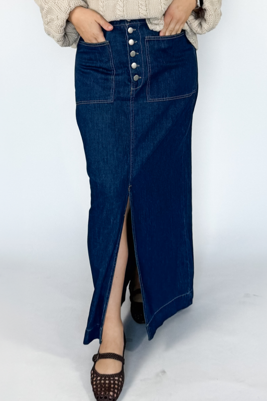 Addy Denim Midi Skirt - Dark