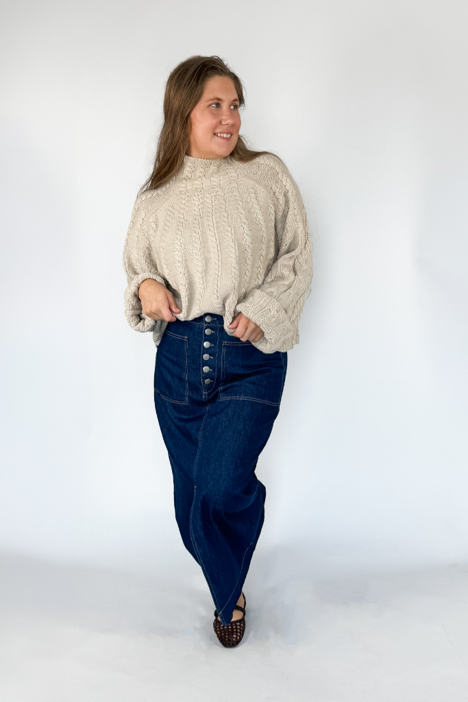 Addy Denim Midi Skirt - Dark