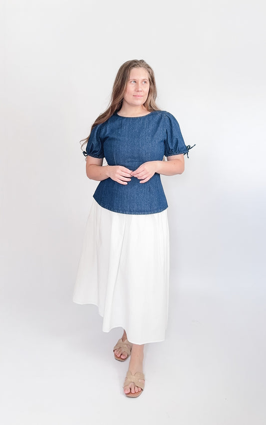 Mila Denim Puplum Top