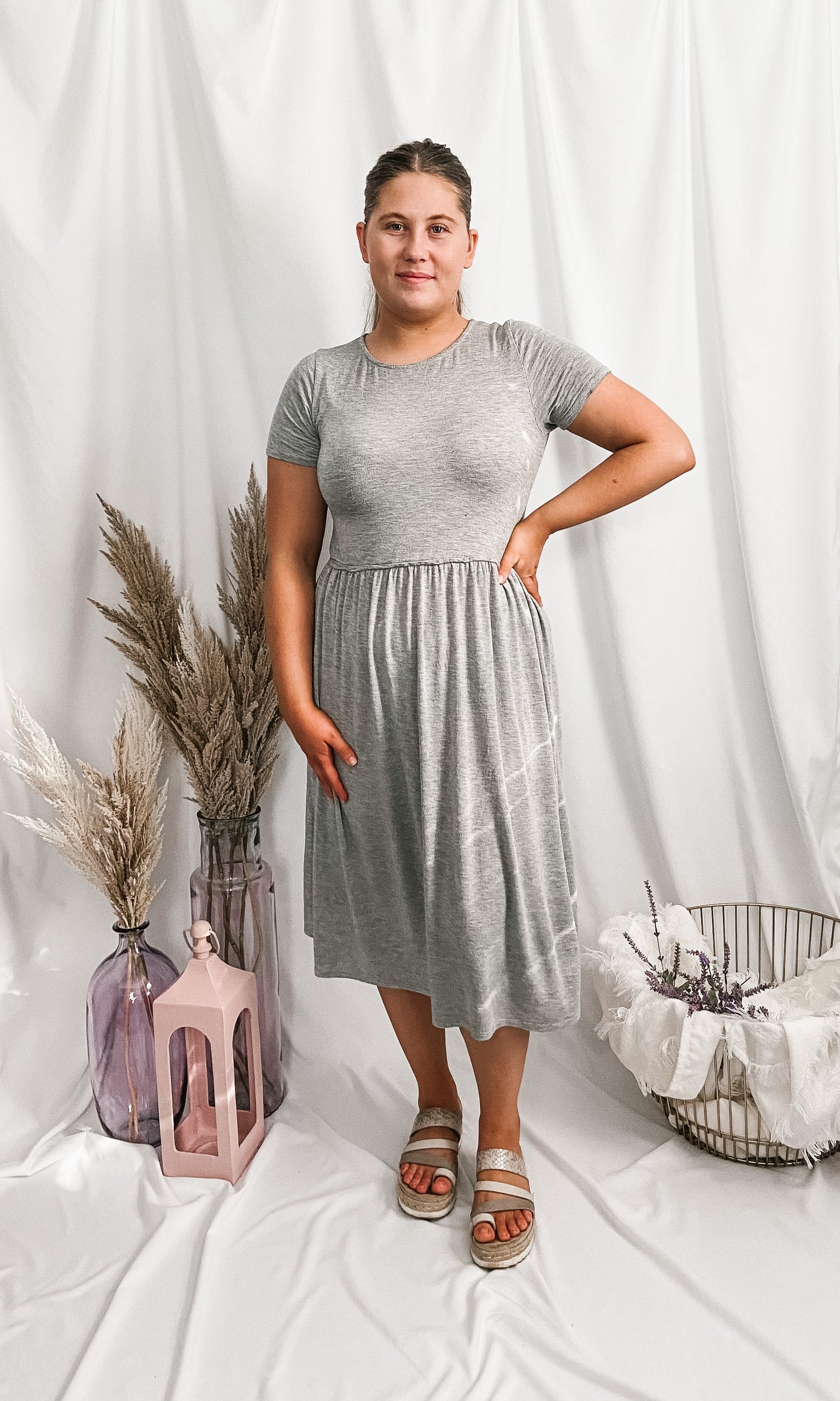 Everly Midi Dress - Heather Grey