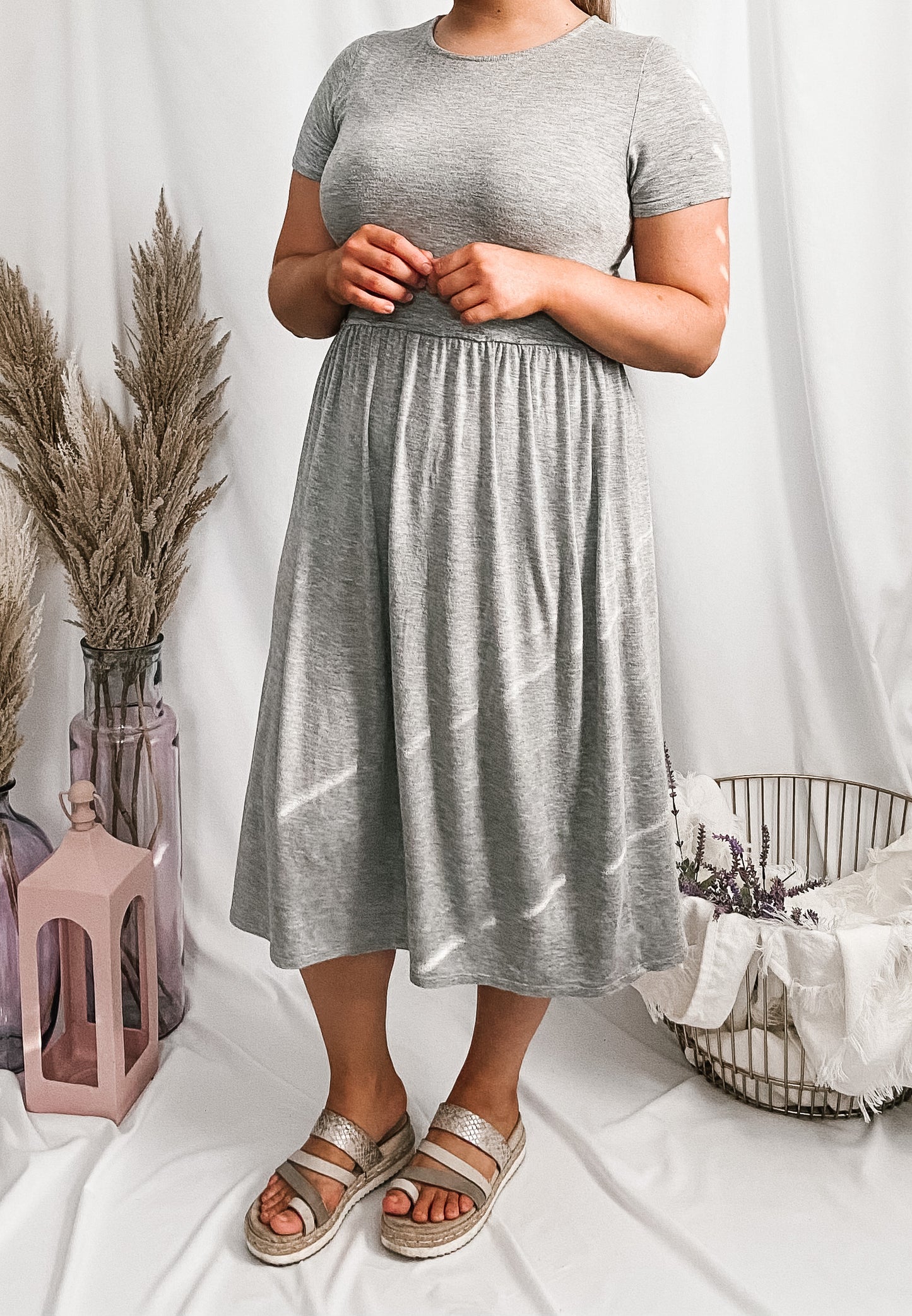 Everly Midi Dress - Heather Grey