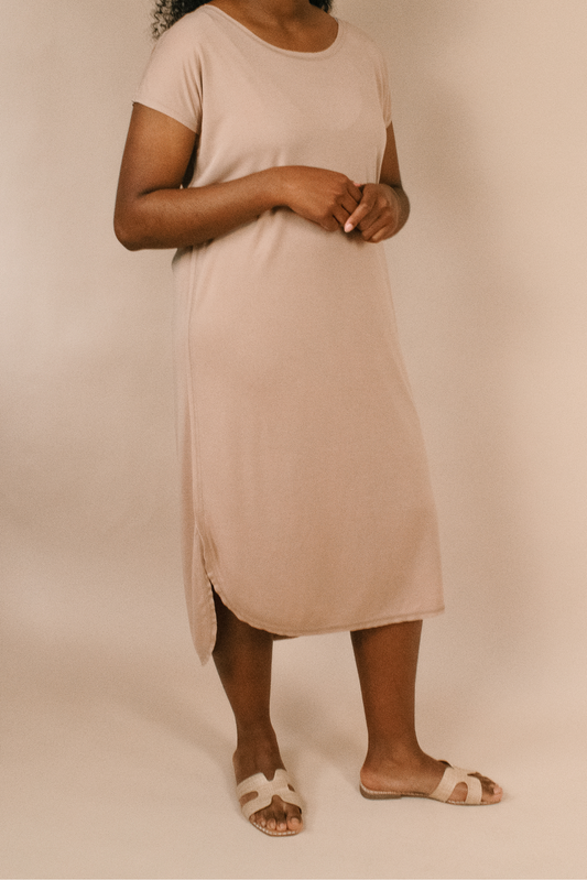 Lizzi High-Low Midi Dress - Tan