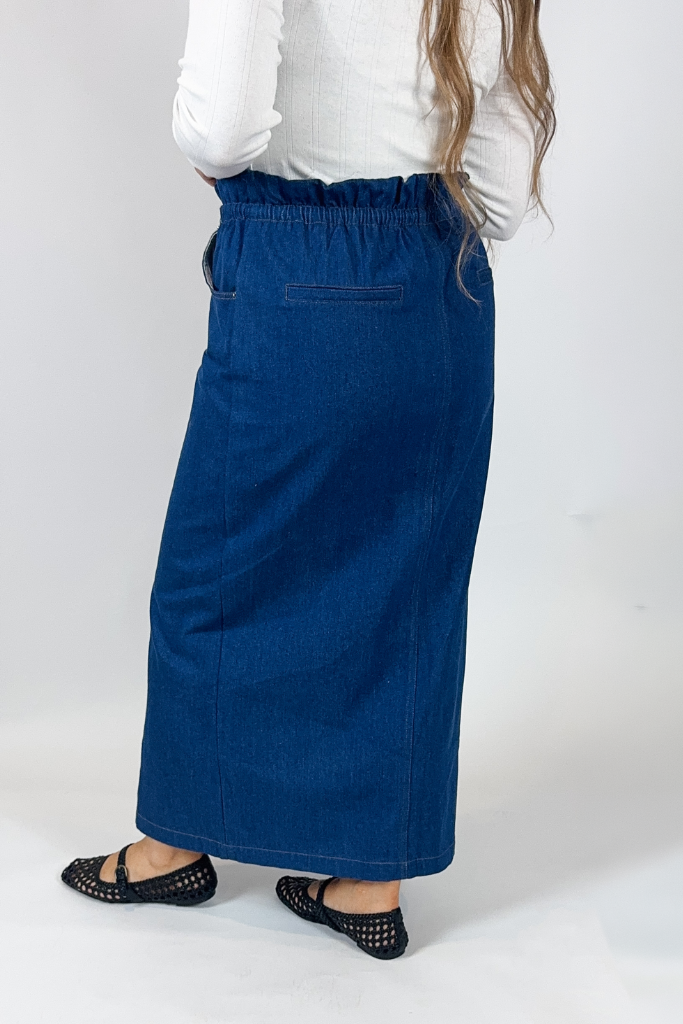 Wren High-waist Denim Midi Skirt - Dark