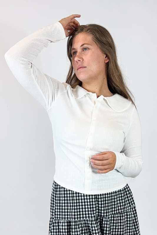 Noa Pointelle Knit Top - Off White