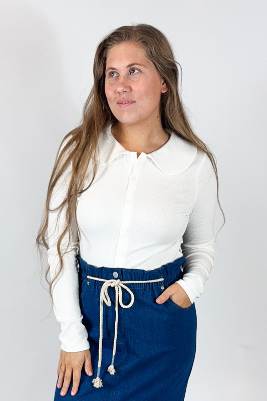 Noa Pointelle Knit Top - Off White