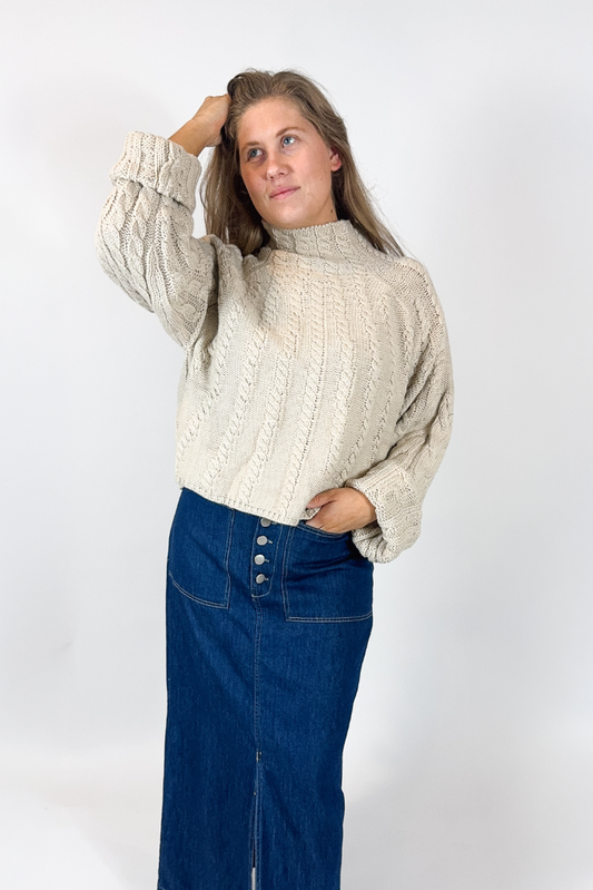 Charlotte Chunky Cable Knit Sweater - Oatmeal