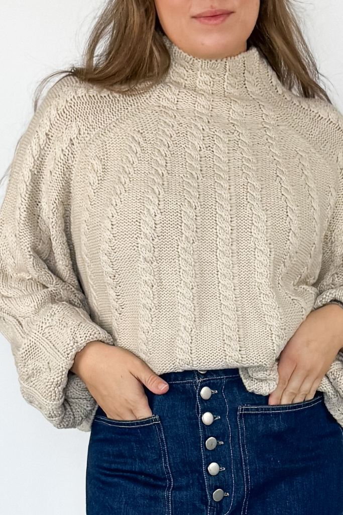 Charlotte Chunky Cable Knit Sweater - Oatmeal