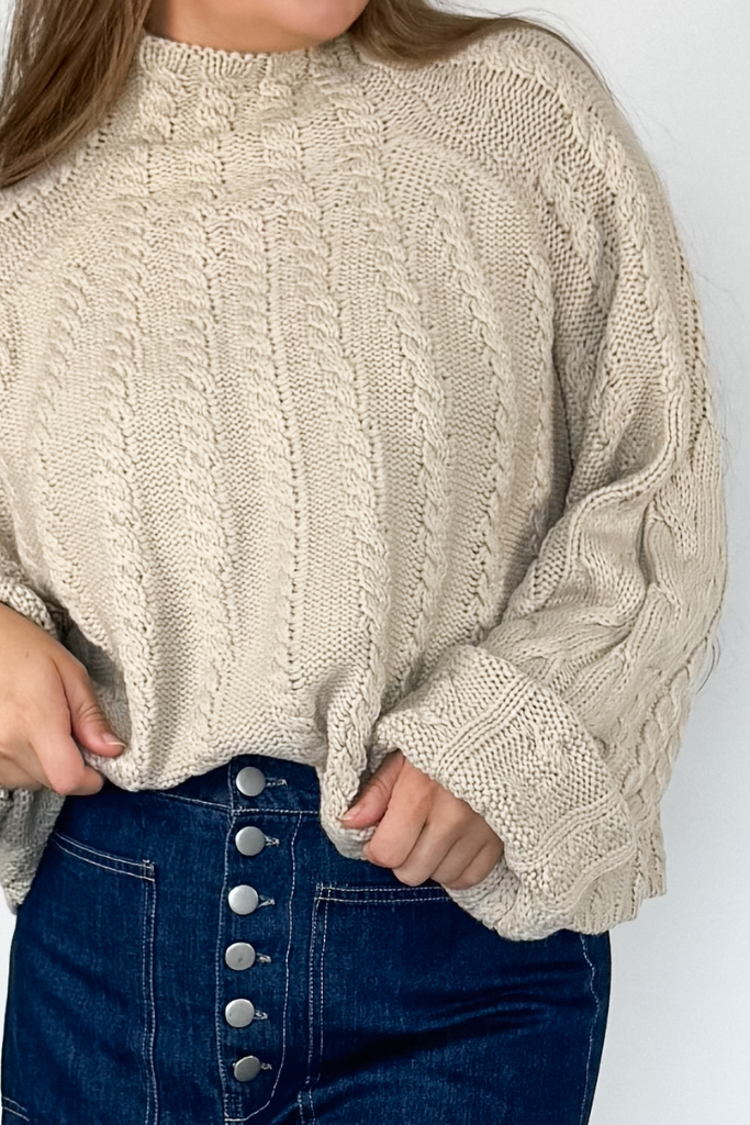 Charlotte Chunky Cable Knit Sweater - Oatmeal