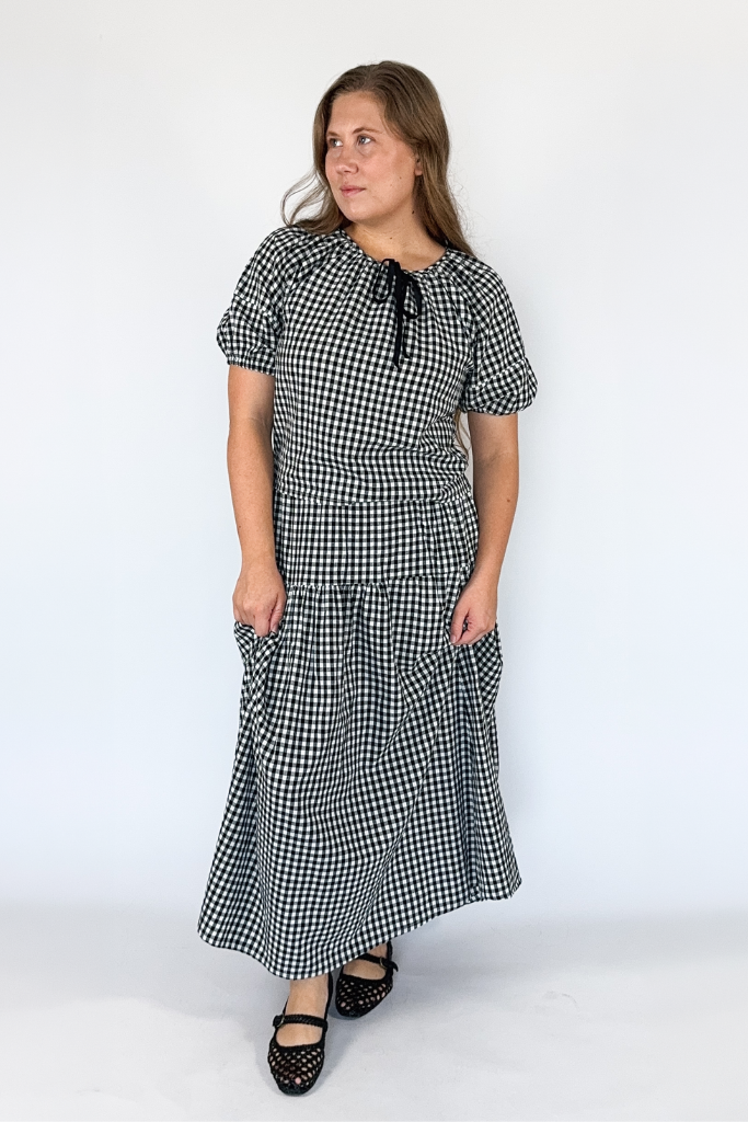 Josie Gingham Top & Skirt Set - Black & White