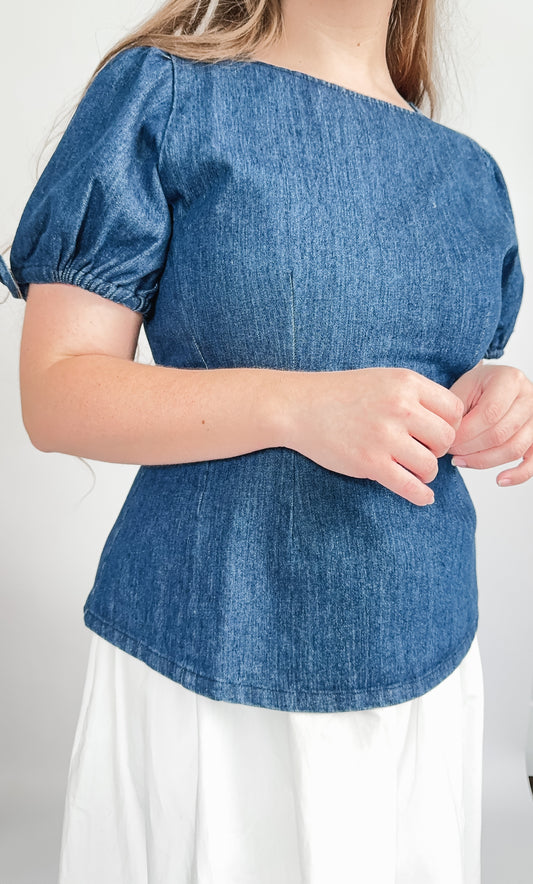Mila Denim Puplum Top