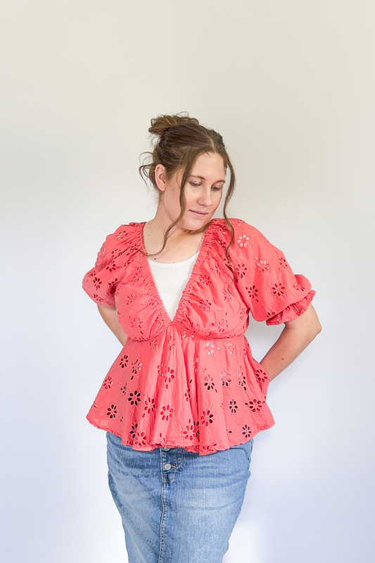Lila Eyelet Lace Blouse