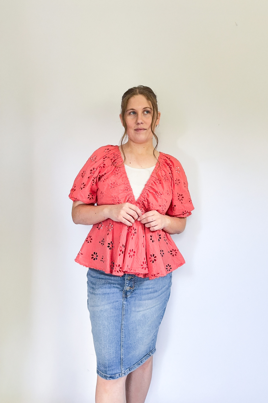 Lila Eyelet Lace Blouse
